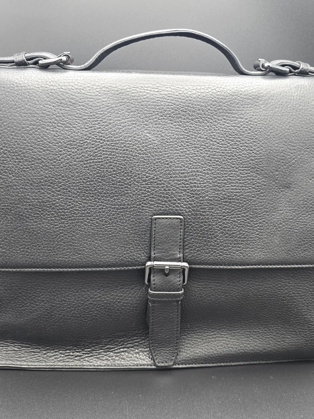 John Varvatos Black Leather Briefcase - Classic Professional Carry (New)